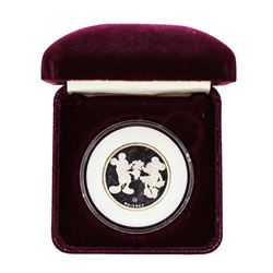 1987 Rarities Mint Disney Mickey & Minnie 1/4 Oz. Fine Silver Round w/Box & COA