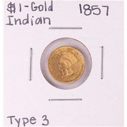 1857 Type 3 $1 Indian Princess Head Gold Dollar Coin