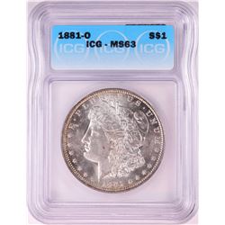1881-O $1 Morgan Silver Dollar Coin ICG MS63