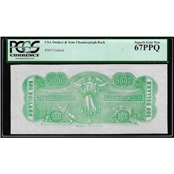 $500 Chemicograph Back Confederate Currency Note PCGS Superb Gem New 67PPQ