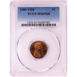 1909 VDB Lincoln Cent Coin PCGS MS65RB