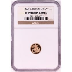 2009 Great Britain 1/4 Sovereign Proof Gold Coin NGC PF69 Ultra Cameo