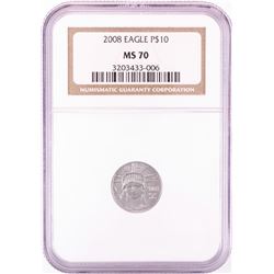 2008 $10 American Platinum Eagle Coin NGC MS70
