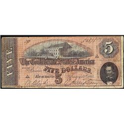 1864 $5 Confederate States of America Note