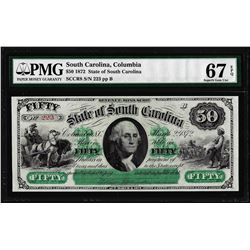 1872 $50 State of South Carolina Revenue Bond Obsolete Note PMG Superb Gem Unc. 67EPQ