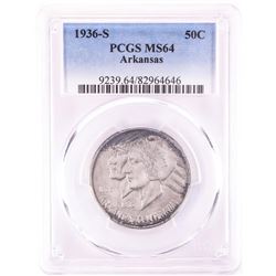 1936-S Arkansas Centennial Commemorative Half Dollar Coin PCGS MS64