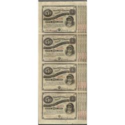 Uncut Sheet of (4) State of Louisiana Baby Bond Obsolete Notes