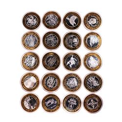 Mixed Lot of (20) .999 Silver Casino $10 Limited Edition Gaming Tokens