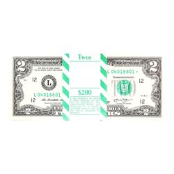 Pack of (100) Consecutive 2013 $2 Federal Reserve STAR Notes San Francisco