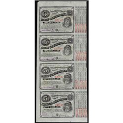 Uncut Sheet of (4) State of Louisiana Baby Bond Obsolete Notes