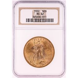1922 $20 St. Gaudens Double Eagle Gold Coin NGC MS62