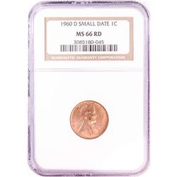 1960-D Small Date Lincoln Wheat Cent Coin NGC MS66RD