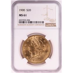 1900 $20 Liberty Head Double Eagle Gold Coin NGC MS61