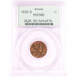 1932-D Lincoln Wheat Cent Coin PCGS MS65RD Old Green Holder