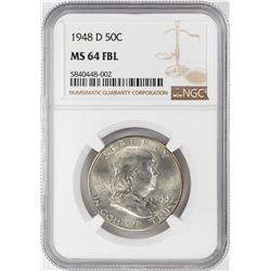 1948-D Franklin Half Dollar Coin NGC MS64FBL