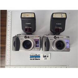 Lot of 2 Canon Power Shot G3 4.0 Megapixel Digital Cameras with Flash