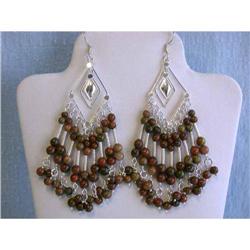 159 Silver Earrings with Colored Gemstone