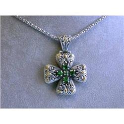 179 Silver Necklace with Tsavorite and Gold Pendant
