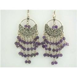229 Dangling Silver and Amethyst Earrings