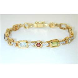 3051 14K Gold Multicolor Gemstone Bracelet w/Diamond