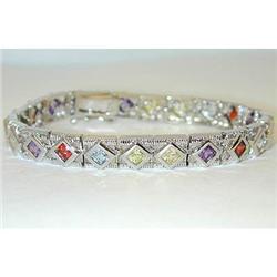 7742 Silver Multicolor Gemstone Bracelet