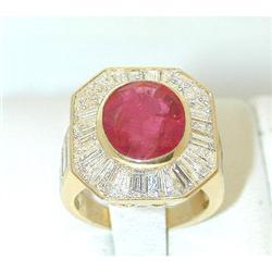 3475 VCA 18K Gold Ruby Ring w/Diamond