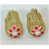 Image 1 : 4802 18K Gold Diamond/Ruby Earrings