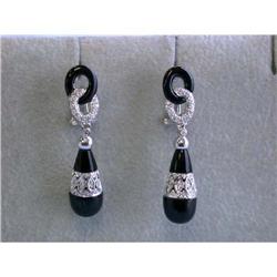 4823 18k White Gold Earrings with Diamonds and Onyx
