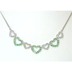 4476 14KW Gold Green Garnet Necklace w/Diamond