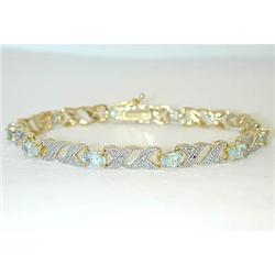 5983 Silver Aquamarine Bracelet w/Diamond