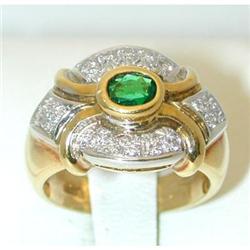 1027 SALAVETTI 18K TT Gold Emerald Ring w/Diamond