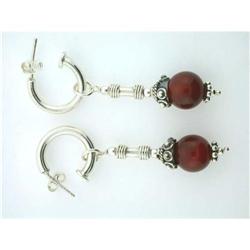 5159 Silver with Gemstone Dangling Earrings