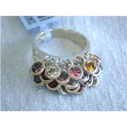 5169 Silver Ring with Multi-colored Gems