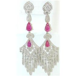 1974 18k White Gold Ruby Earrings w/Diamond