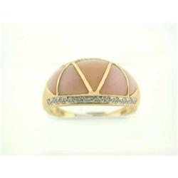7199 14ky Gold Ring with Mother of Pearl and Diamonds
