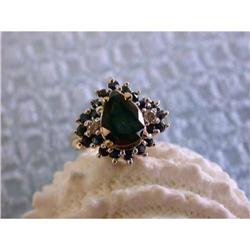 7203 14k Yellow Gold Ring with Diamonds and Sapphire