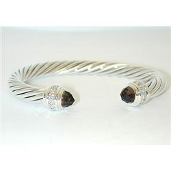 5027 DAVID YURMAN Silver Bangle w/Topaz/Diamond