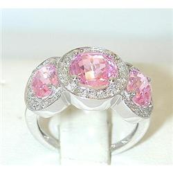 4392 14KW Gold Pink Quartz Ring w/Diamond