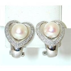 4044 14KW Gold Diamond Earrings w/Pearl