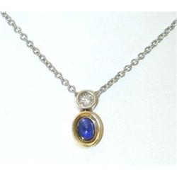 2994 14k TT Gold Necklace w/Sapphire/Diamond