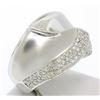 Image 5 : 14k White Gold Dual Finish 1 ctw Pave Diamond Bold  Swirled Dinner Ring Band