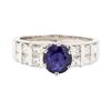 Image 2 : 2.16 ctw Blue Sapphire And Diamond Ring - 14KT White Gold