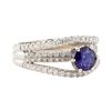 Image 1 : 1.67 ctw Blue Sapphire And Diamond Ring - 18KT White Gold