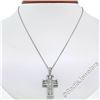 Image 2 : 18kt White Gold 1.31 ctw Invisible Set Princess Cut Diamond Cross Pendant Neckla