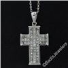 Image 3 : 18kt White Gold 1.31 ctw Invisible Set Princess Cut Diamond Cross Pendant Neckla