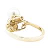 Image 3 : 0.08 ctw Diamond and 7mm Round Cultured Pearl Ring - 14KT Yellow Gold