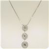 Image 4 : Vintage 18K White Gold 2.59 ctw 3 Rose Cut Diamond Drop Pendant w/ Triple Halo