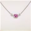 Image 2 : New 18kt White Gold 0.96 ctw GIA Pink Sapphire and Diamond Pendant Necklace