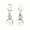 Image 1 : 0.10 ctw Diamond and Pearl Earrings - 14KT White Gold