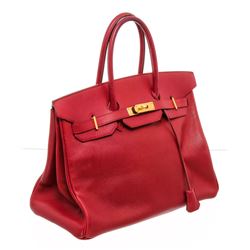 Hermes Red Ardennes Leather Birkin 35cm Bag GHW